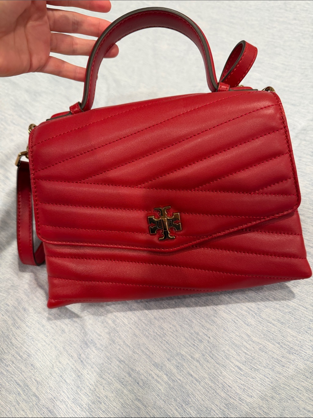 Tory Burch Quilted Red Leather Top-Handle Satchel